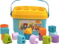 DODGE 'N WOLVES Non Toxic Abcd Geometric Shape Sorting & Stacking Toy For Toddlers Early Learning Development Activity Puzzle Toy For 18 Months+,16 Peices Blocks With Basket,Multicolor