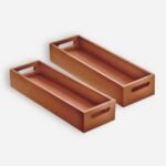 Dime Store Wooden Serving Tray Platter Multipurpose Tray | Serving Tray for Breakfast, Tea Serving, Tray for Storage, Table Decor Kitchen Decor (Set of 2, Natural)