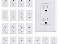 ELEGRP Decorator Wall Receptacle Outlet, Tamper Resistant 15 Amp Standard Electrical Wall Outlet, Residential Grade, Self-grounding, 125V, Wall Plate Included, UL Listed, Glossy White, 20 Pack