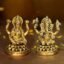 Ekhasa 100% Pure Brass Ganesh Lakshmi Idol | Pital Ganesha and Laxmi Murti for Pooja Room, Home Decor, Office Desk and Car Dashboard | Vinayagar Laxmi Statue for Diwali Puja (Combo Set)