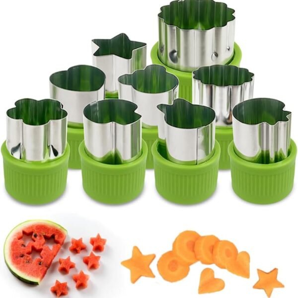 Electomania Pack of 9 Fruit Cutter Shapes Set, Shape Cutter for Food for Kids, Stainless Steel Kitchen Accessories Set for DIY Fun Food, Small Cookie Cutters, Vegetable Cutter Shapes (Style 1)