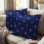Encasa XO Cushion Covers (50x50 cm, 2pc Set) I Buti Navy Blue I Silver Foil Print on Heavy Soft Satin I Machine Washable I Many Sizes & Colors
