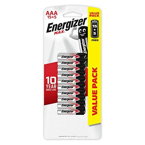 Energizer Max AAA Alkaline Batteries 1.5V - Pack of 15+5