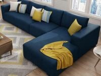 FURNY Minta 5- to 6-Person Sofa Fabric RHS Sectional L Shape Sofa Set (Blue)