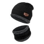 Fitness Mantra® Sports Winters Cap & Muffler for Men & Women| Beanie Cap| 1 Set| (Black)