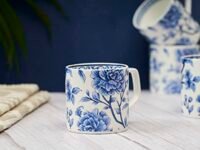 GOLDEN QUEEN'S Bone China Handcrafted Sapphire Bloom Tea & Coffee Cups - Set Of 6 | Perfect For Daily Use, Elevate Your Tea And Coffee Experience | Microwave Safe | 200 Ml