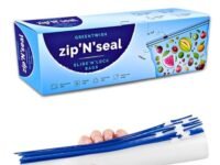 GREENTWISH Zip 'N' Seal Slider Zip Lock Bags, Food Vegetable Fridge Storage Bags, Freezer/Microwave Safe, BPA Free Reusable LDPE Transparent Bags | Size: 10 x 12 Inch (Large) | Pack of 15 Bags