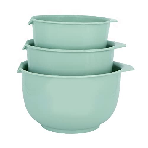 Glad Mixing Bowls with Pour Spout, Set of 3 | Nesting Design Saves Space | Non-Slip, BPA Free, Dishwasher Safe | Kitchen Cooking and Baking Supplies, Sage Green