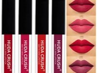 HUDACRUSH Beauty Set of 4 Liquid Matte Mini Lipsticks, Red Edition - Long Lasting & Waterproof Lipstick Combo Pack Of Red, Deep Red, Wine & Pink Shades for Women