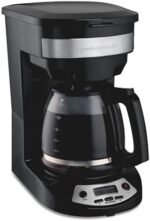 Hamilton Beach 12 Cup Programmable Drip Coffee Maker with 3 Brew Options, Glass Carafe, Auto Pause and Pour, Black with Stainless Accents (46299)