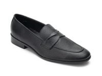 Heel & Buckle London Black Textured Penny Loafer