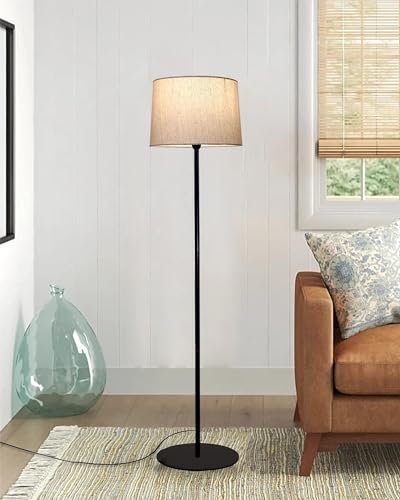 Homesake® Modern Floor Lamp for Living Room Traditional Farmhouse Boho Floor Lamp Mid-Century Pole Lamp with Linen Lamp Shade (Brown)