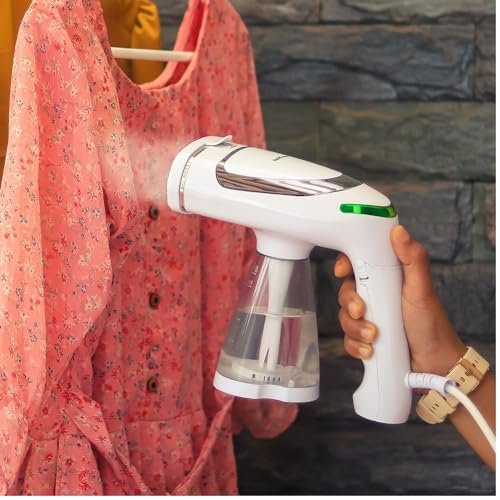 Instacuppa 1600W Portable Garment Steamer With 250Ml Tank & 3 Adjustable Settings,Vertical & Horizontal Steam,Includes Soft Cushion,Crease Clip,Long Brush,Travel Adapter,Measuring Cup - 1600 Watts