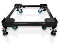 Irkaja Heavy Duty Adjustable Wheeled Metal Front/Top Load Washing Machine Stand/Trolley, Refrigerator, Dishwasher Stand, 170 Kgs Weight Capacity (Adjustable (Min.: 16.5"X19.5", Max.: 31"X25"), Black)