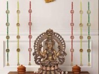 Jh Gallery Handmade Artificial Flowers Garland Pom Pom Strings Home Decorative Wall Hangings|Diwali Decoration Items For Home Decor|Pooja Room Decoration Items - Pack Of 6, 5 Feet, 7.6 Cm - Multicolor