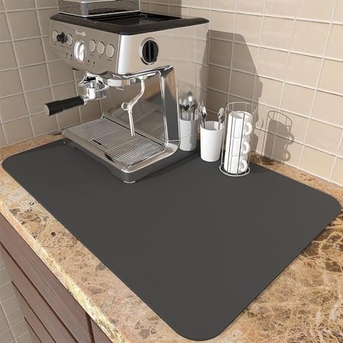 LANFFIA Large Dish Drying Mat, Pro Drying Mat with Non-Slip Rubber Backed, Placemat for Dish Drying, Kitchen Mat for Wet Utensils, Water Absorbent Mats for Kitchen