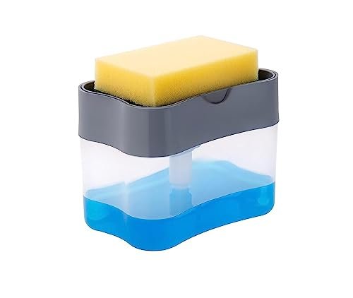 Leawall 2 in 1 Soap Dispenser for Dishwasher Liquid Holder, Liquid Dispenser Through Pump (Multi-Color, 400 ML) with Sponge