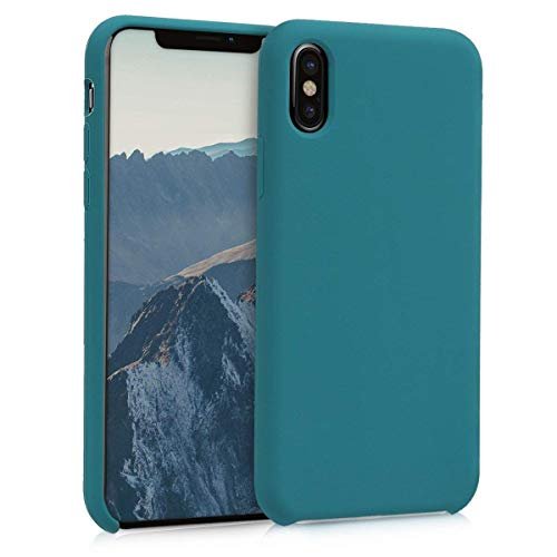 M Cart Silicon Microfiber Back Case Cover for iPhone Xs case Cover/iPhone 10 Cover/iPhone X Back Case (Greenish Blue)
