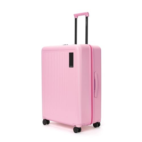MOKOBARA The Transit Wave - Check-In Luggage | Large 74Cm Pink Polycarbonate 8 Wheel Spinner Trolley Hardsided Suitcase With Built In Tsa Lock Travel Suitcase (Excuse Me), 74 Cm