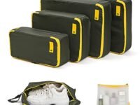 Mokobara The Packing Cube Nylon Fabric Water Resistant Travel Organizer Wardrobe Organizer Set of Packing Bag (XL,Large, Medium, Shoe bag, Toiletry Bag) (Set of 6, Homegrown Sunray) Green