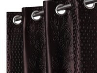 NESTPRIME Heavy Long Crush Floral Punching Design Curtains for Window Coffee 6 Feet || Set of 2