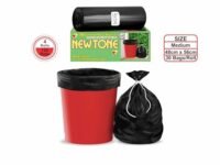 Newtone Premium Garbage Bags Size 19 x 21 Inches (Medium) 120 Bags (4 Rolls) Dustbin Bag/Trash Bag - Black Color