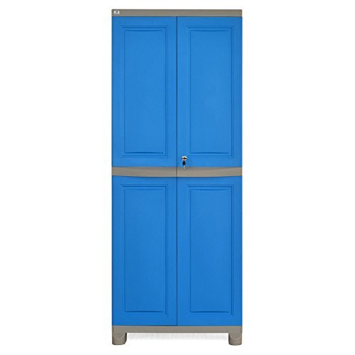 Nilkamal Freedom Big (FB1) Compact Plastic Cabinet for Storage | Space & Clothes Organizer | Shelves | Cupboard | Almari | Wardrobe | Living Room | Adult & Kids | for Home Kitchen & Office Blue & Grey