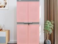 Nilkamal Freedom Mini Medium FMM Compact Plastic Cabinet for Storage|Space & Clothes Organizer|Shelves|Cupboard|Almari|Wardrobe|Living Room| for Home Kitchen & Office (Onion/Haze Grey)