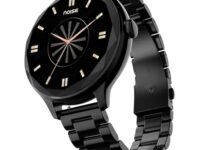 Noise Diva with Diamond Cut Dial, Glossy Metallic Finish, AMOLED Display, Premium Metal Straps, 100+ Watch Faces, Female Cycle Tracker Smart Watch for Women (Metallic Black)