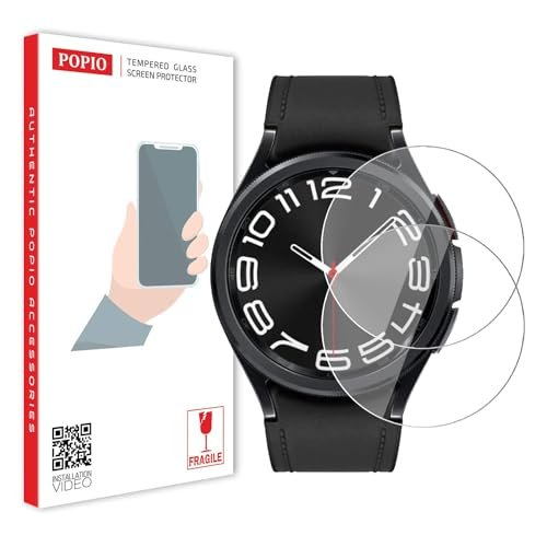 POPIO Tempered Glass Screen Protector for Samsung Galaxy Watch 6 Classic & Samsung Galaxy Watch Ultra (47mm) (1.5" inch), Pack of 2