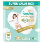 Pampers Premium Care Pants Style Baby Diapers, XX-Large (XXL) Size, 90 Count, All-in-1 Diapers with 360 Cottony Softness, 15-25kg Diapers
