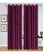 Panipat Textile Curtain Plain Solid Room Darkening Long Door Eyelet Curtain Panel Parda for Drawing Room, Living Room/Bedroom(Wine, 8 Feet) - Pack of 2