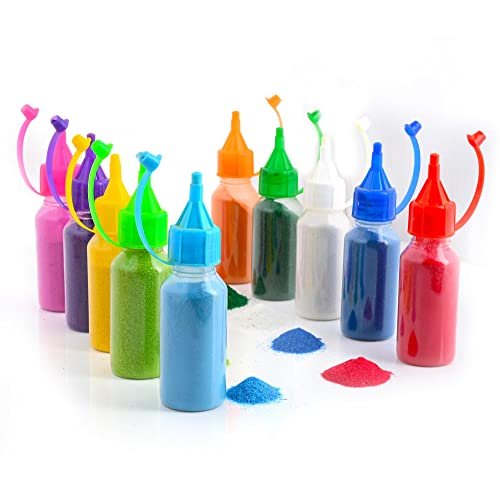 Perpetual Rangoli Colours Powder Bottles for Floor Decorations - Pack of 10 Rangoli Powder Bottles Used for Decoration of Diwali, Navaratri,Pongal, Puja Mandir and Festival (D)