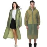 Pivalo EVA Waterproof Rain Coat Hooded Universal Outdoor Water Resistant Portable Suit for Men Women Boys & Girls (Olive Green, 1 Pc)