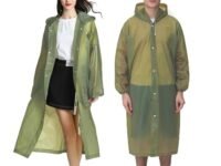 Pivalo EVA Waterproof Rain Coat Hooded Universal Outdoor Water Resistant Portable Suit for Men Women Boys & Girls (Olive Green, 1 Pc)