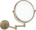 Plantex Premium Brass Magnifying Mirror/Dual Side Swivel Makeup Mirror with 5x/1x Magnification/Vanity Mirror for Bathroom (8 Inches-Brass Antique/Wall Mount)