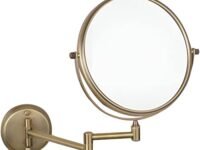 Plantex Premium Brass Magnifying Mirror/Dual Side Swivel Makeup Mirror with 5x/1x Magnification/Vanity Mirror for Bathroom (8 Inches-Brass Antique/Wall Mount)
