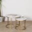 Priti Coffee Table Set of 2: Golden with White Marble Finish Table Tops, Sturdy Metal Frame, MRN Inodedustrial Design - Ideal for Living Room, Bedroom, Apartment,