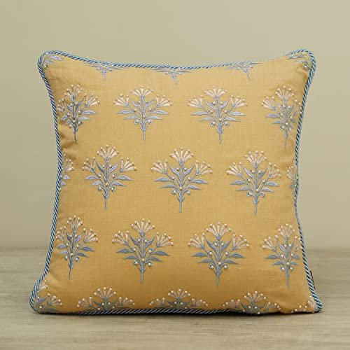 Pure Home + Living Yellow Embroidered Cushion Cover with Beads