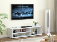 Redwud Skyler Engineered Wood TV Entertainment Unit | TV Cabinet | TV Entertainment Center Table | Display Storage Cabinet Rack (White) - Ideal for Upto 52"