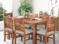 SONA ART & CRAFTS Solid Sheesham Wood & Jute Fabric 6 Seater Dining Set Dinner Table for Dining and Living Room Furniture (Finish Color -Honey Teak Finish (Do-It-Yourself))