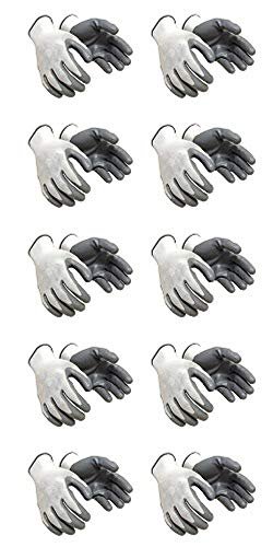 Safe Cure - Nitrile Gloves For Men | Pack Of 10 Pair | Safety Gloves For Men Industrial | Nylon Safety Hand Gloves For General Construction, Recycling, Handling Glass And Metal Sheet |White