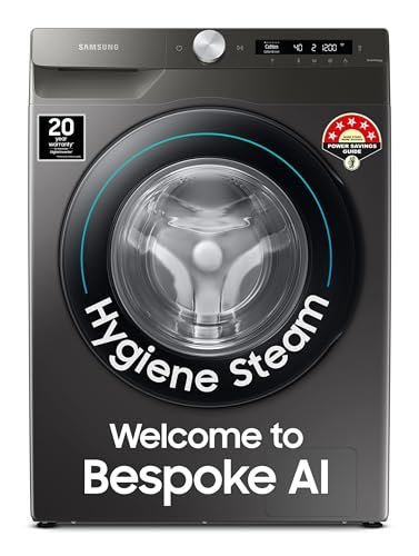 Samsung 7 kg, 5 Star, AI Control, Wi-Fi, Hygiene Steam with Inbuilt Heater, Digital Inverter, Fully-Automatic Front Load Washing Machine (WW70T502NAN1TL, Inox)