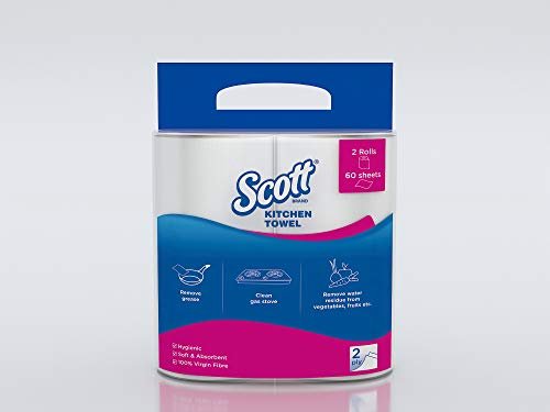 Scott® 2 ply Kitchen Paper Towel Roll, Pack of 2, 60 Pulls/Roll (Total 120 Sheets) (01304A)