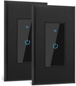 Smart Switch 2.4GHz WiFi Light Switch 2Pack Compatible with Alexa and Google Home, Single Pole, Needs Neutral Wire (Black)