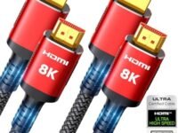 Snowkids 10K 8K Certified HDMI 2.1 Cable 10FT 2-Pack, 48Gbps Ultra High Speed HDMI Braided Cord, Support 8K@60Hz 4K@120Hz, HDCP 2.2&2.3,eARC,Dynamic HDR,Compatible with Roku TV/HDTV/PS5/Blu-ray