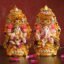 TIED RIBBONS Lord Laxmi Ganesh Pair Murti Mitti Terracotta Clay Idol Statue Showpiece (12.7 cm x 7.6 cm) - Diwali Decoration Items for Home Decor Mandir Temple Pooja Room Table Office Diwali Gifts