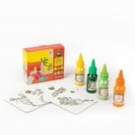 TOTA 4 Rangoli Colour Powder Bottles & 4X4 Inch MDF Rangoli Stencils – Gift Pack for Diwali, Navratri, Onam, Pongal, Pooja Decorations | Unique for Floor Rangoli Art | Set of 4