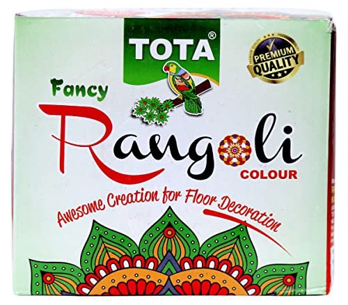 TOTA Rangoli Colors Powder for Floor Rangoli Decorations, Sand Art, Craft, Home Decor, Pooja. Diwali Rangoli Kit Set of 10 Rangoli Colors in Pouches with 1 Swastik Stencil - 1.2 Kg