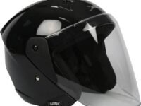 TVS Apex Fit Half Face Motorcycle Helmet, ISI DOT Certified, Clear Visor, Black, Size M